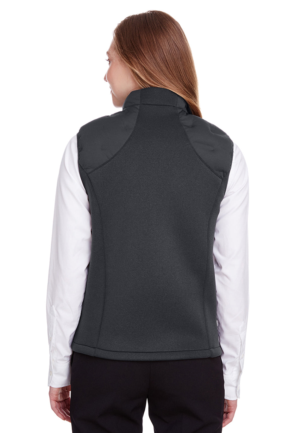 North End NE709W Womens Pioneer Hybrid Waterproof Full Zip Vest Carbon Grey/Black Back