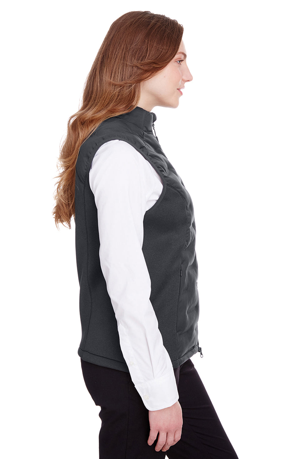 North End NE709W Womens Pioneer Hybrid Waterproof Full Zip Vest Carbon Grey/Black Side