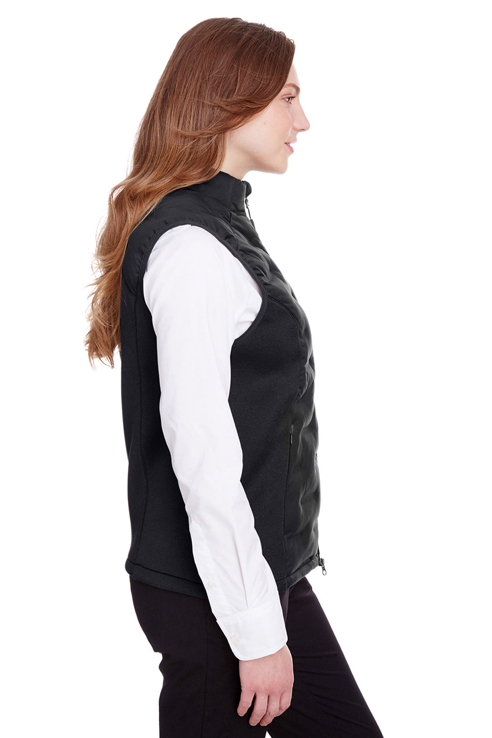 North End NE709W Womens Pioneer Hybrid Waterproof Full Zip Vest Black/Carbon Grey Side