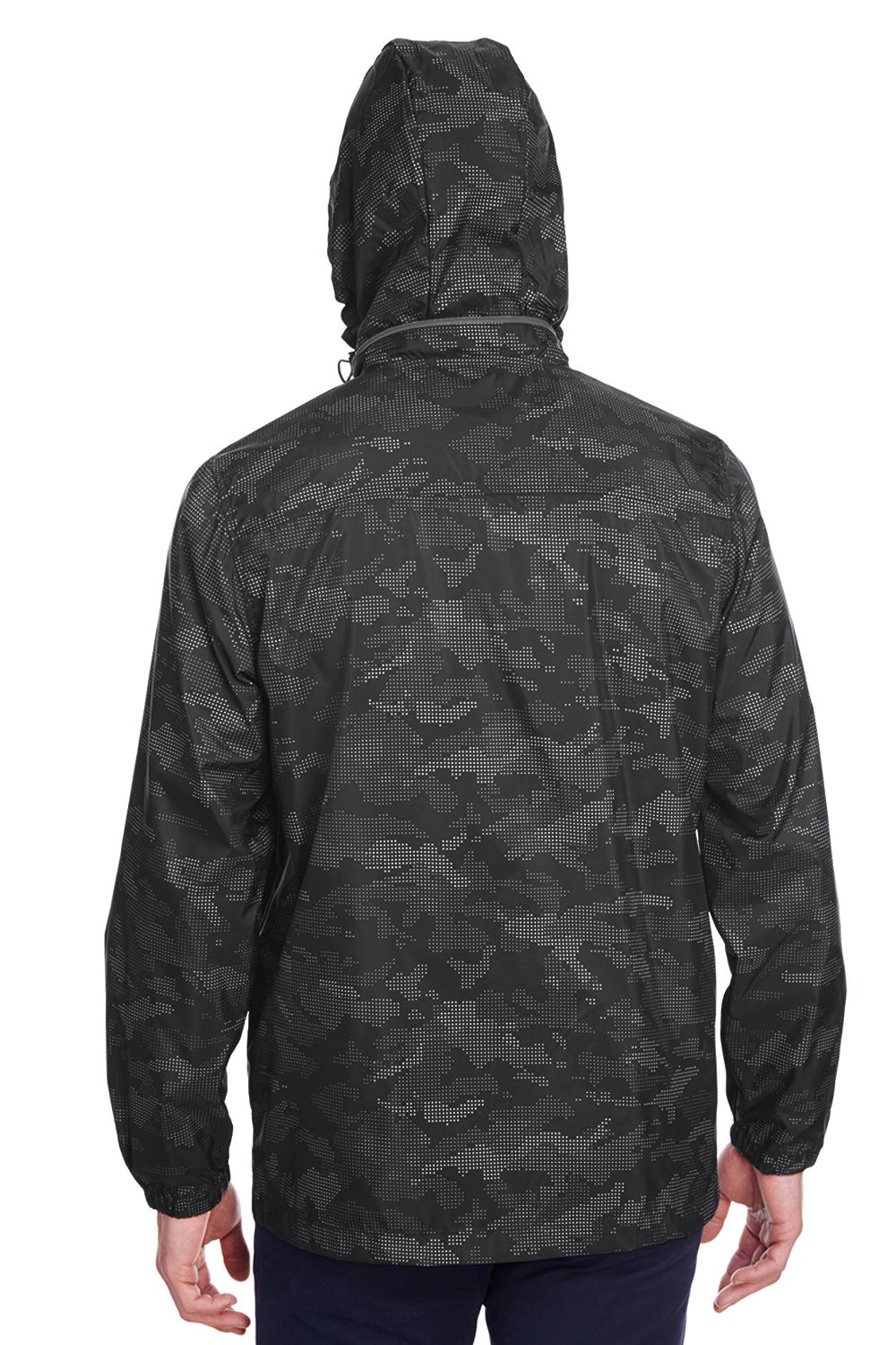 North End NE711 Mens Rotate Reflective Water Resistant Full Zip Hooded Jacket Black/Carbon Grey Back