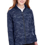 North End Womens Rotate Reflective Water Resistant Full Zip Hooded Jacket - Classic Navy Blue/Carbon Grey - Closeout
