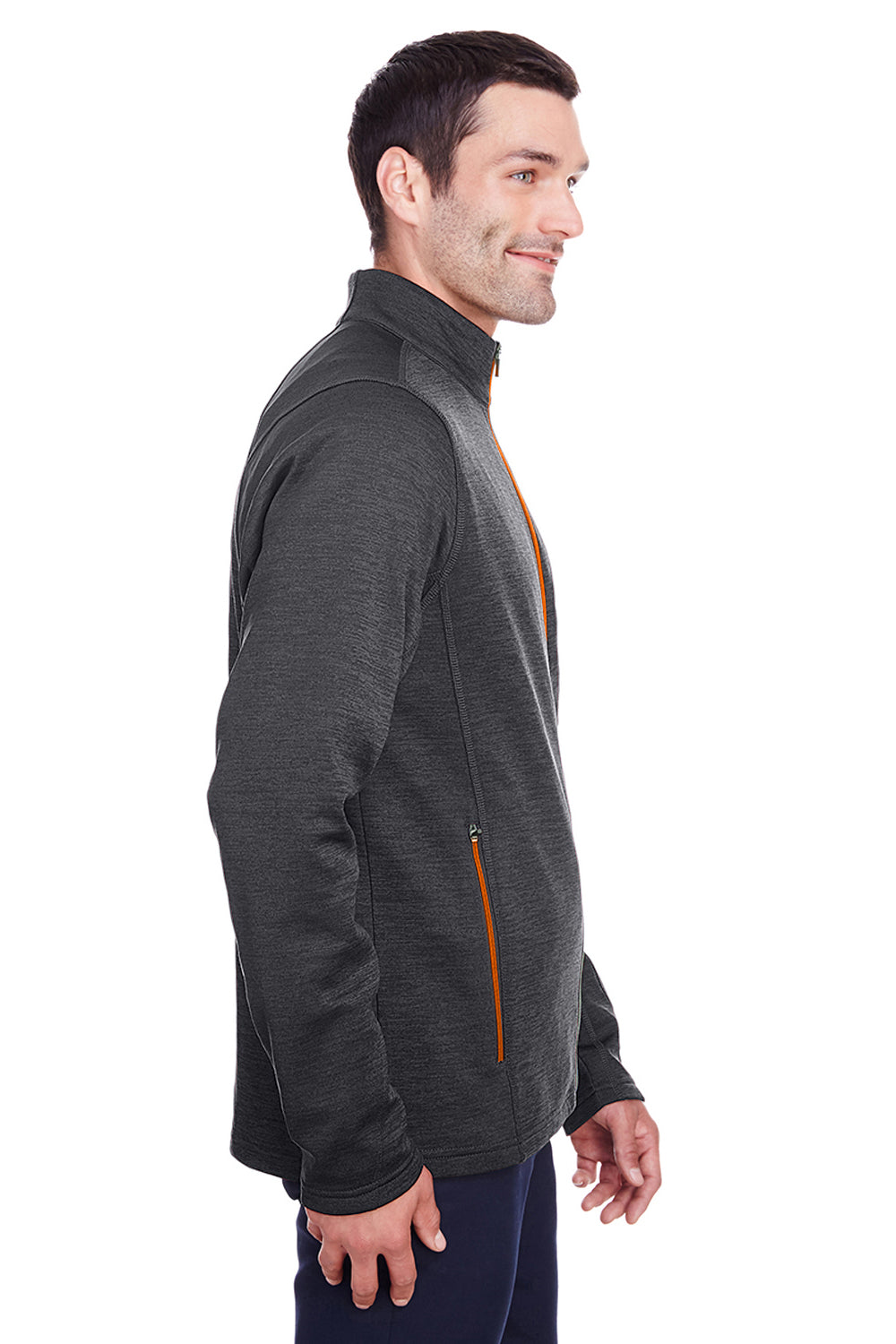 North End NE712 Mens Flux 2.0 Fleece Water Resistant Full Zip Jacket Black/Orange Side