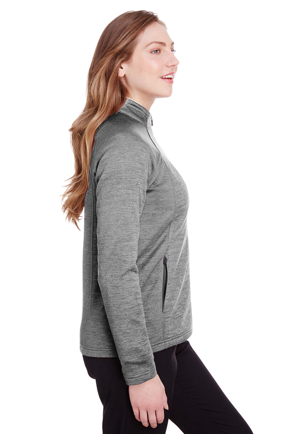 North End NE712W Womens Flux 2.0 Fleece Water Resistant Full Zip Jacket Light Grey/Carbon Grey Side