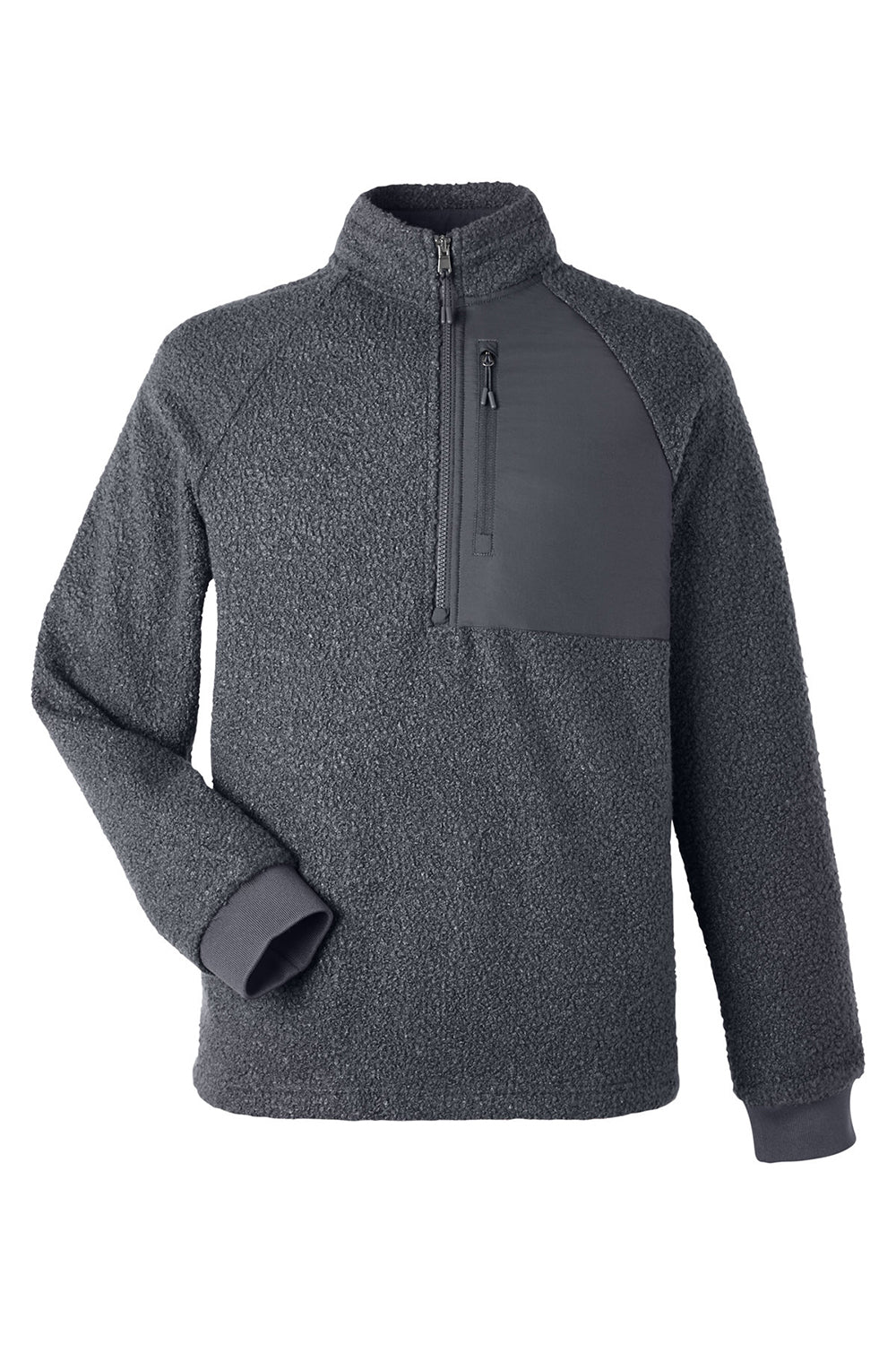 North End NE713 Mens Aura Sweater Fleece 1/4 Zip Sweatshirt Carbon Grey Flat Front
