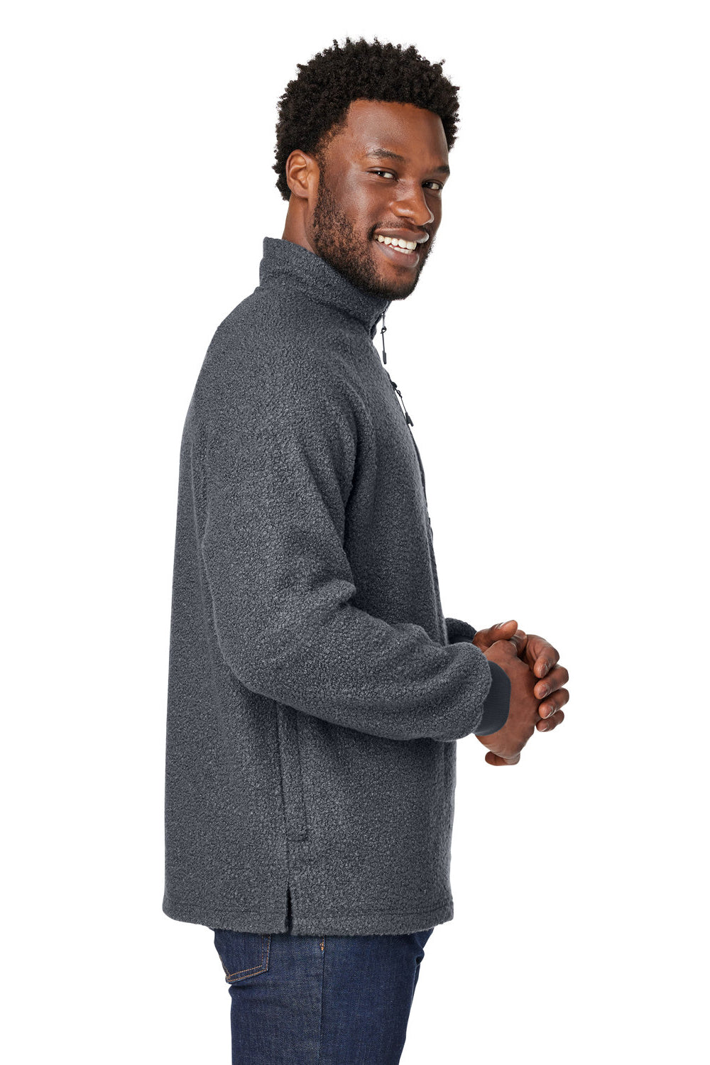 North End NE713 Mens Aura Sweater Fleece 1/4 Zip Sweatshirt Carbon Grey Side