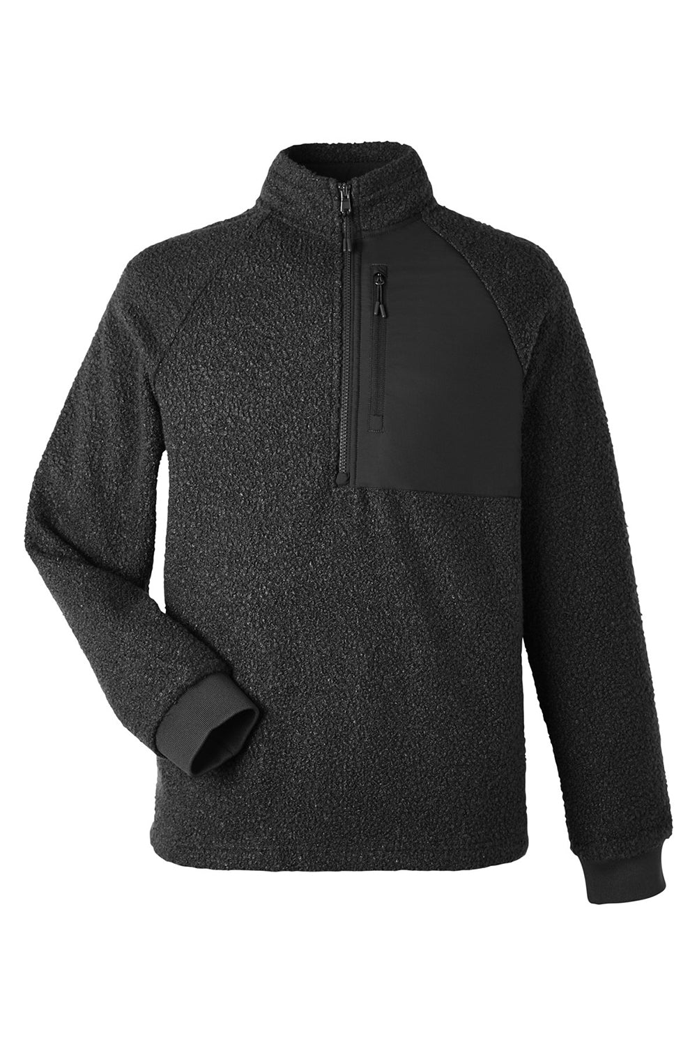 North End NE713 Mens Aura Sweater Fleece 1/4 Zip Sweatshirt Black Flat Front
