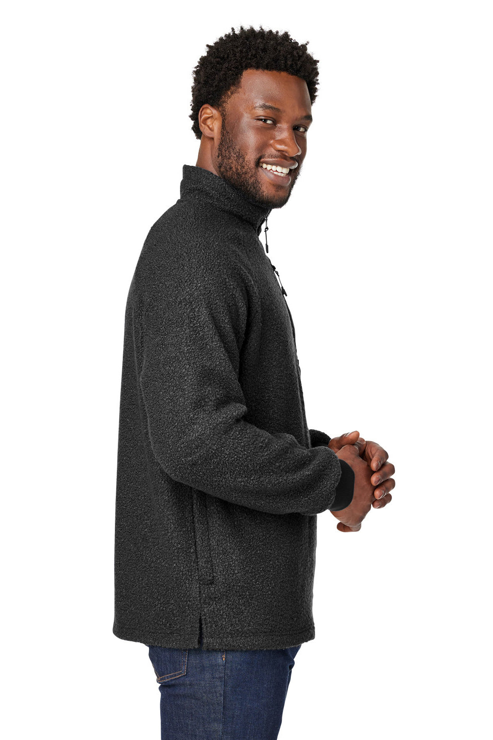 North End NE713 Mens Aura Sweater Fleece 1/4 Zip Sweatshirt Black Side
