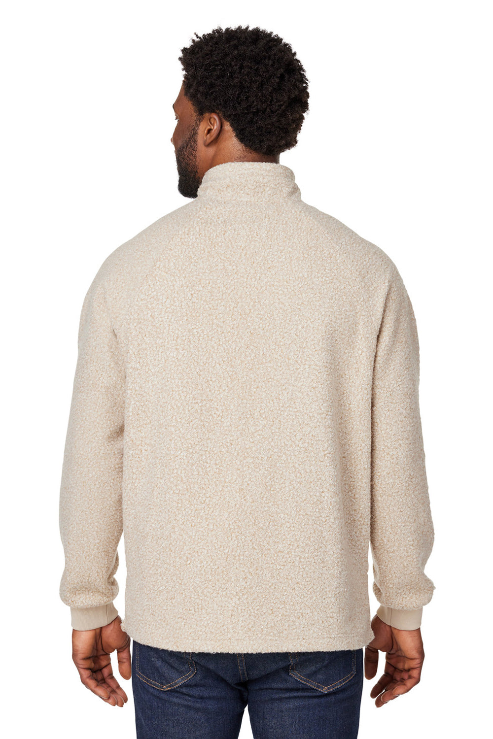 North End NE713 Mens Aura Sweater Fleece 1/4 Zip Sweatshirt Heather Oatmeal/Teak Back