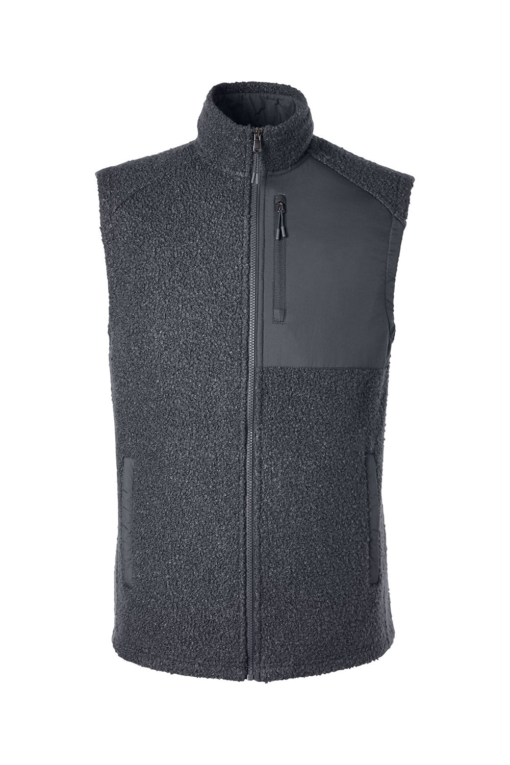 North End NE714 Mens Aura Sweater Fleece Full Zip Vest Carbon Grey Flat Front