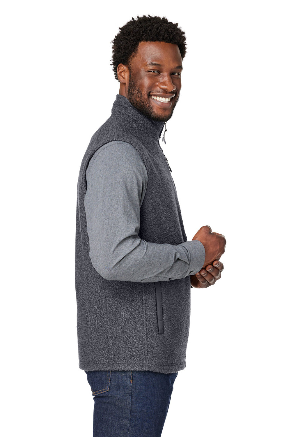 North End NE714 Mens Aura Sweater Fleece Full Zip Vest Carbon Grey Side