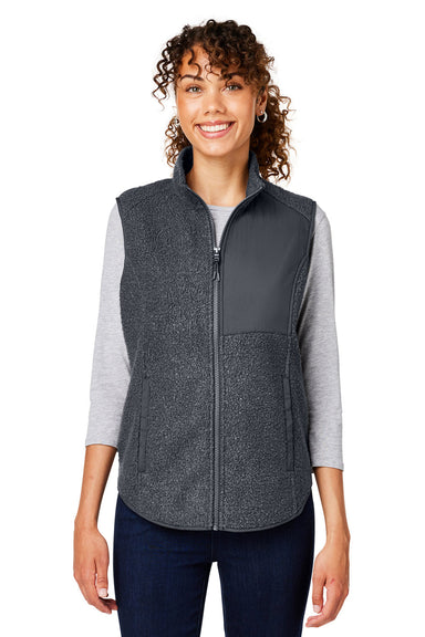 North End NE714W Womens Aura Sweater Fleece Full Zip Vest Carbon Grey Front