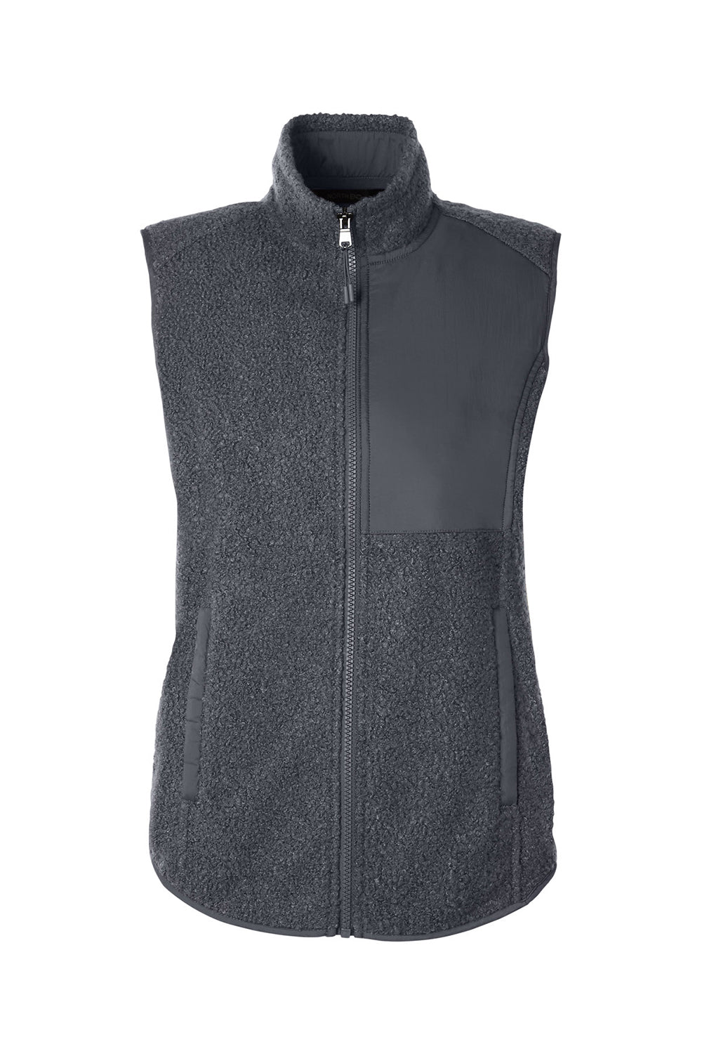 North End NE714W Womens Aura Sweater Fleece Full Zip Vest Carbon Grey Flat Front