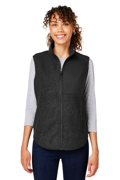 North End NE714W Womens Aura Sweater Fleece Full Zip Vest Black Front