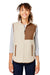North End NE714W Womens Aura Sweater Fleece Full Zip Vest Heather Oatmeal/Teak Front