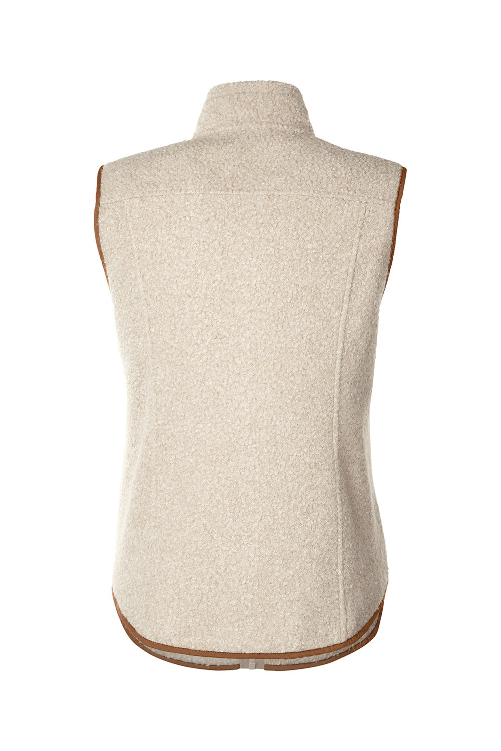North End NE714W Womens Aura Sweater Fleece Full Zip Vest Heather Oatmeal/Teak Flat Back