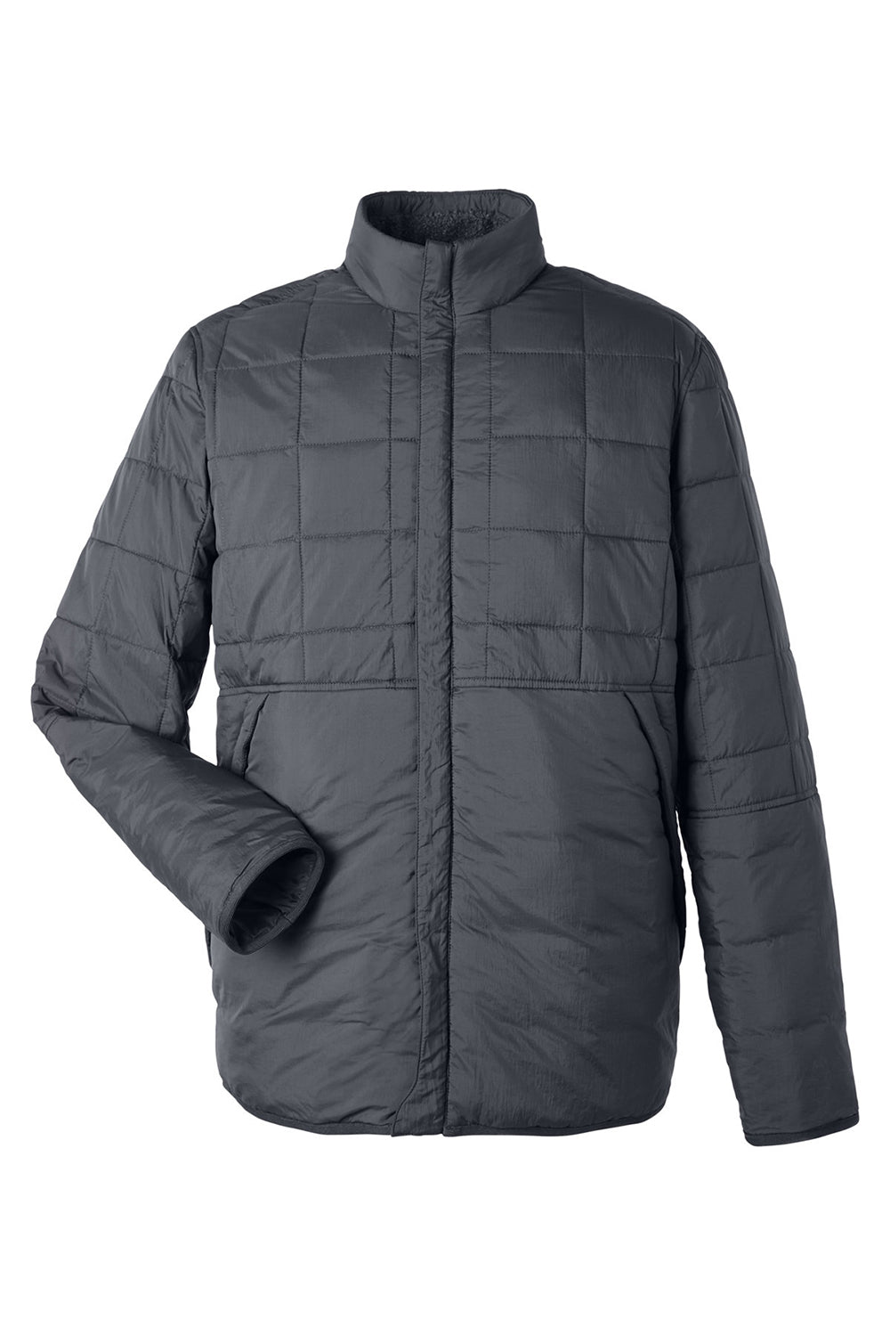 North End NE721 Mens Aura Fleece Lined Full Zip Jacket Carbon Grey Flat Front