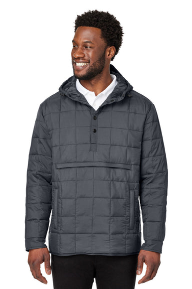 North End NE722 Mens Aura Packable Hooded Anorak Jacket Carbon Grey Front