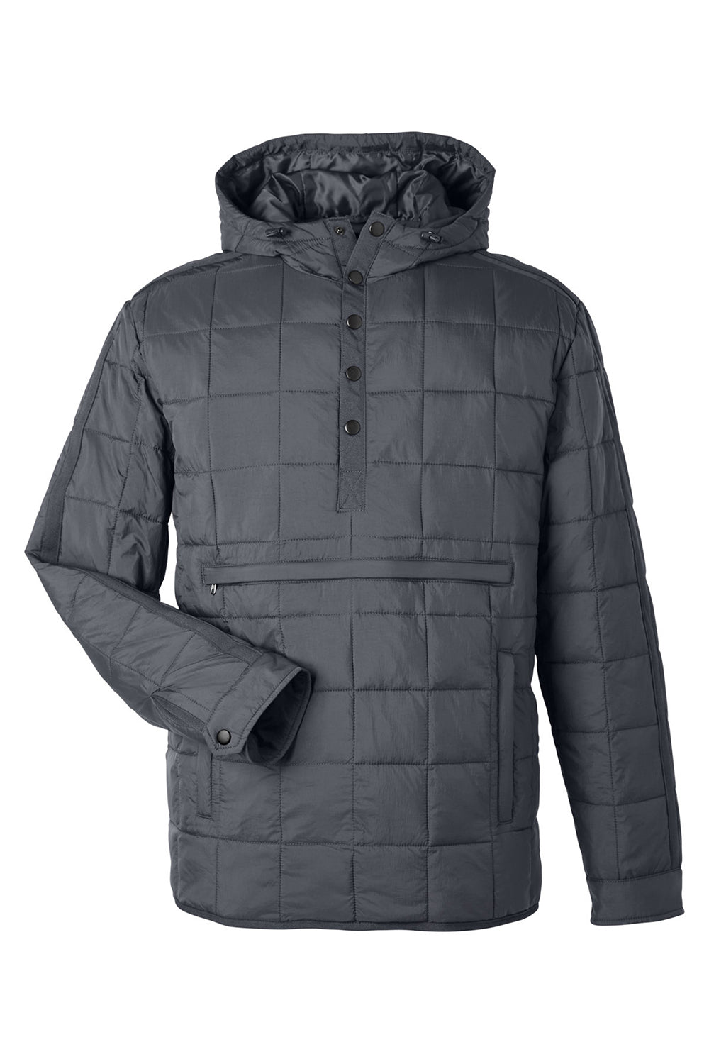 North End NE722 Mens Aura Packable Hooded Anorak Jacket Carbon Grey Flat Front