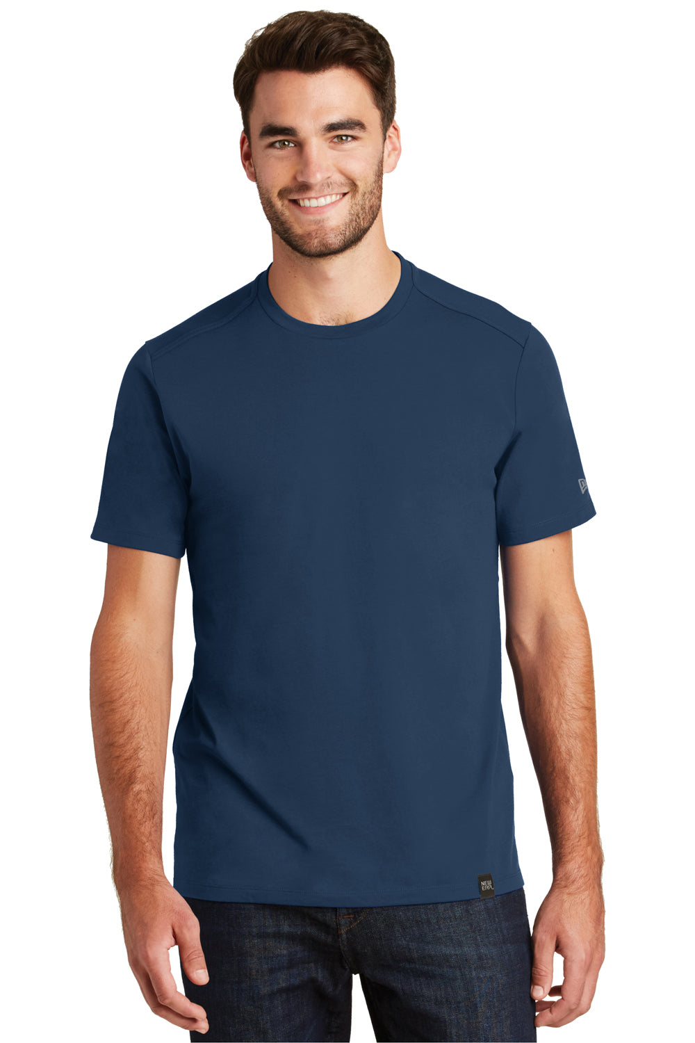 New Era NEA100 Mens Heritage Short Sleeve Crewneck T-Shirt Dark Royal Blue Front