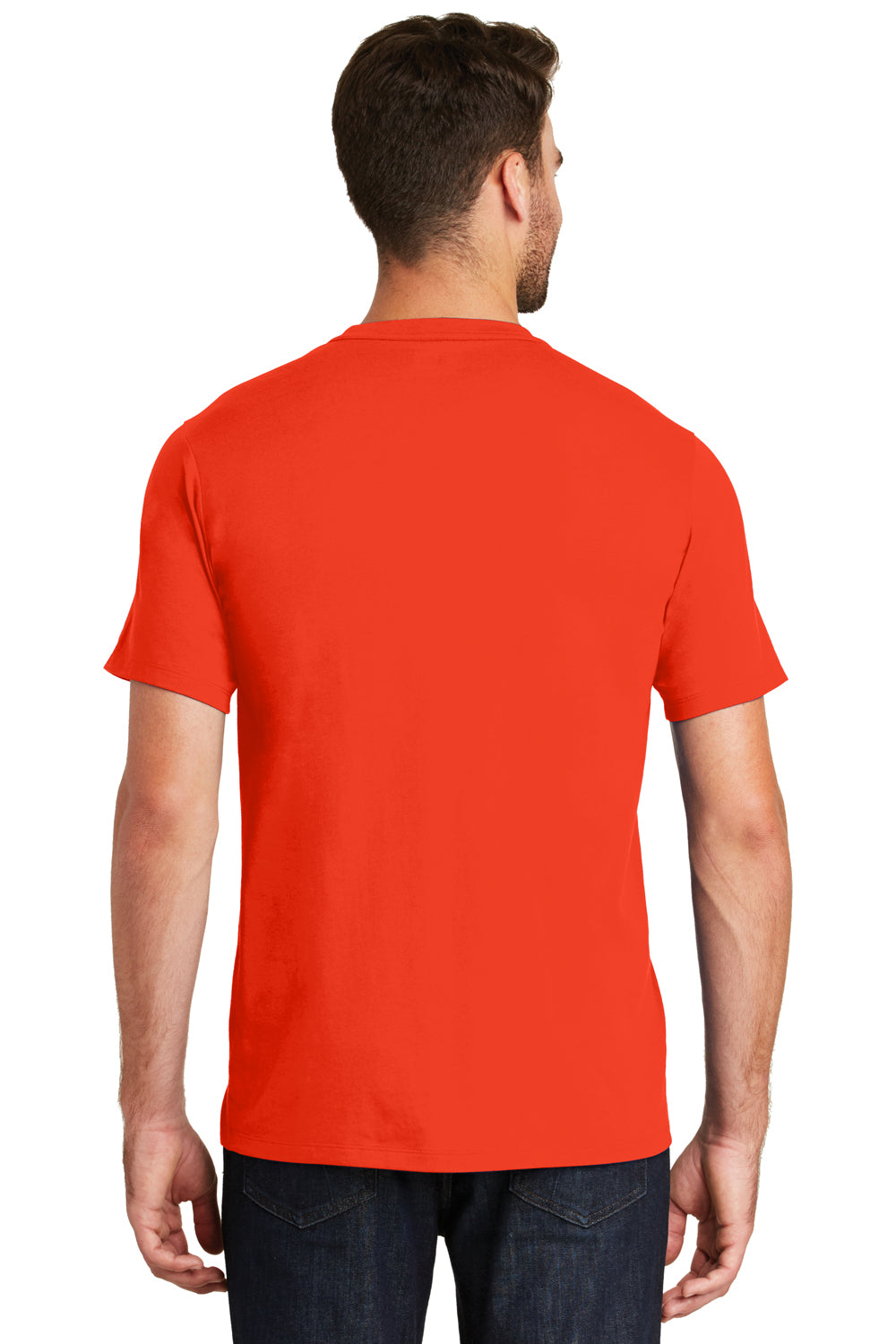 New Era NEA100 Mens Heritage Short Sleeve Crewneck T-Shirt Orange Back