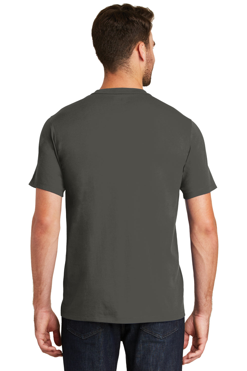 New Era NEA100 Mens Heritage Short Sleeve Crewneck T-Shirt Graphite Grey Back