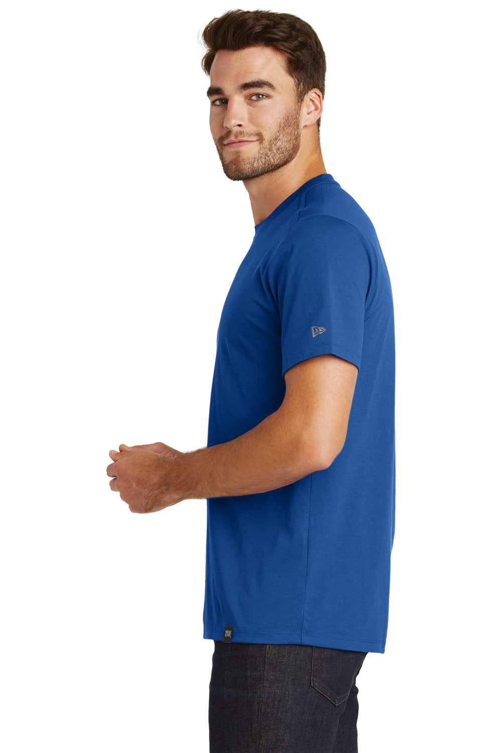 New Era NEA100 Mens Heritage Short Sleeve Crewneck T-Shirt Royal Blue Side