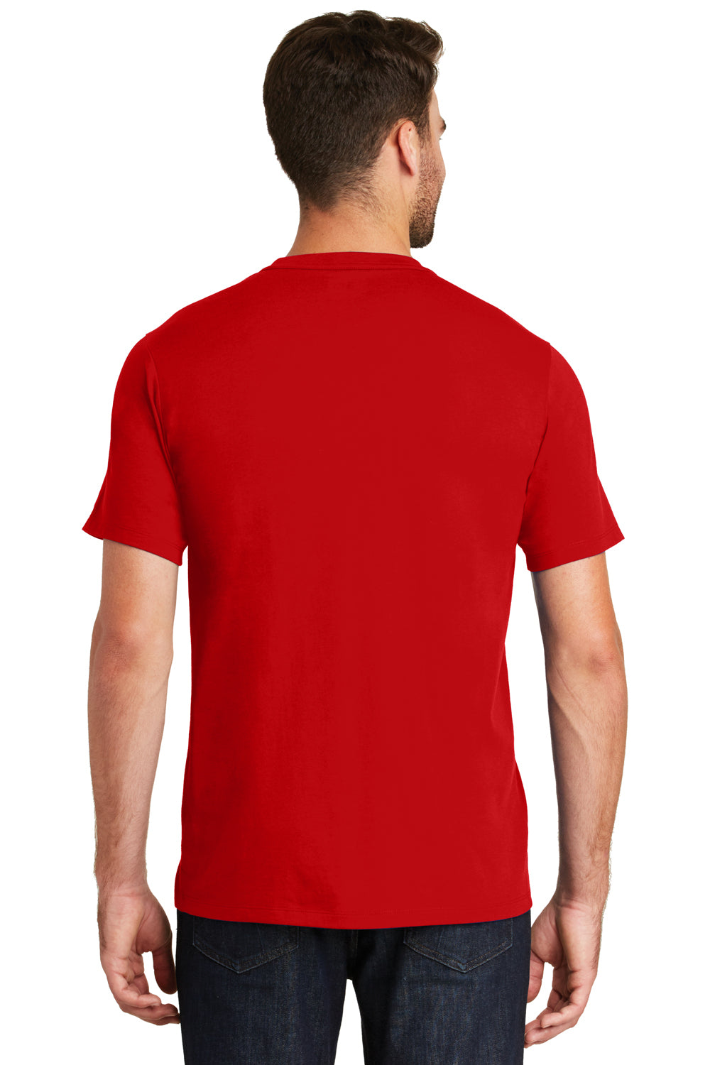 New Era NEA100 Mens Heritage Short Sleeve Crewneck T-Shirt Red Back