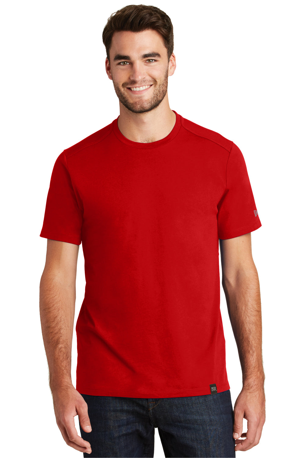 New Era NEA100 Mens Heritage Short Sleeve Crewneck T-Shirt Red Front