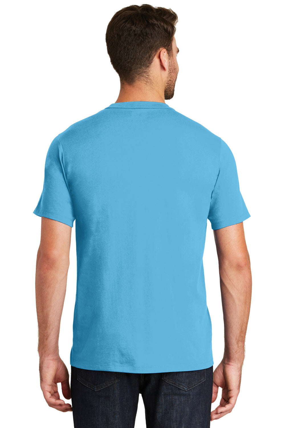 New Era NEA100 Mens Heritage Short Sleeve Crewneck T-Shirt Sky Blue Back