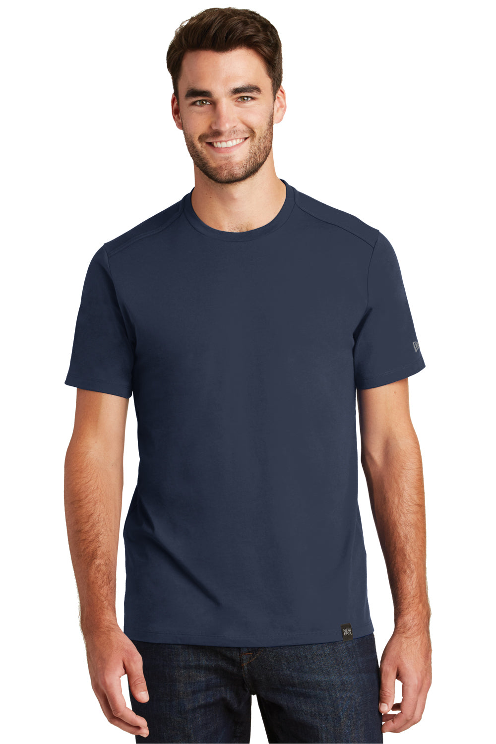 New Era NEA100 Mens Heritage Short Sleeve Crewneck T-Shirt Navy Blue Front