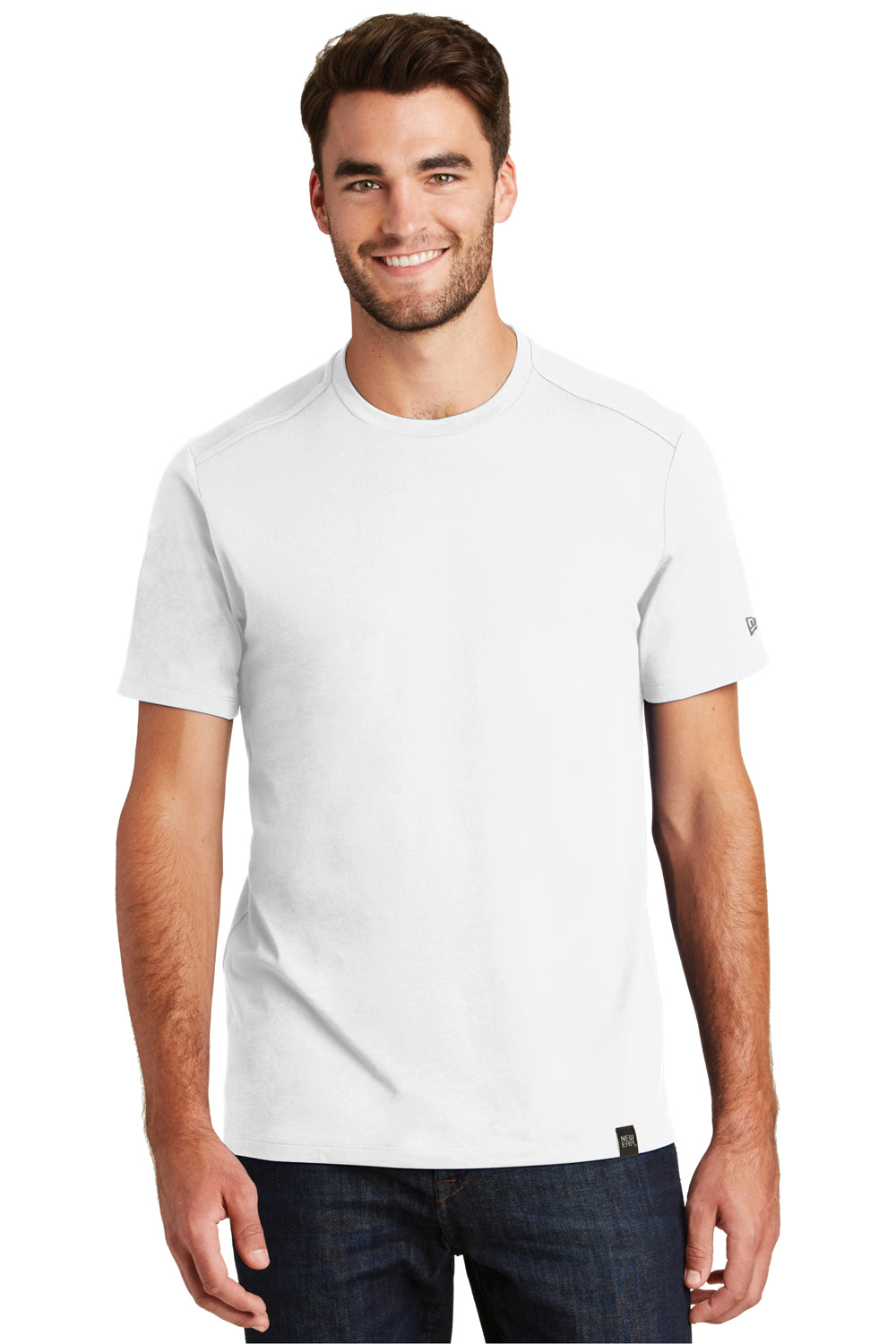 New Era NEA100 Mens Heritage Short Sleeve Crewneck T-Shirt White Front