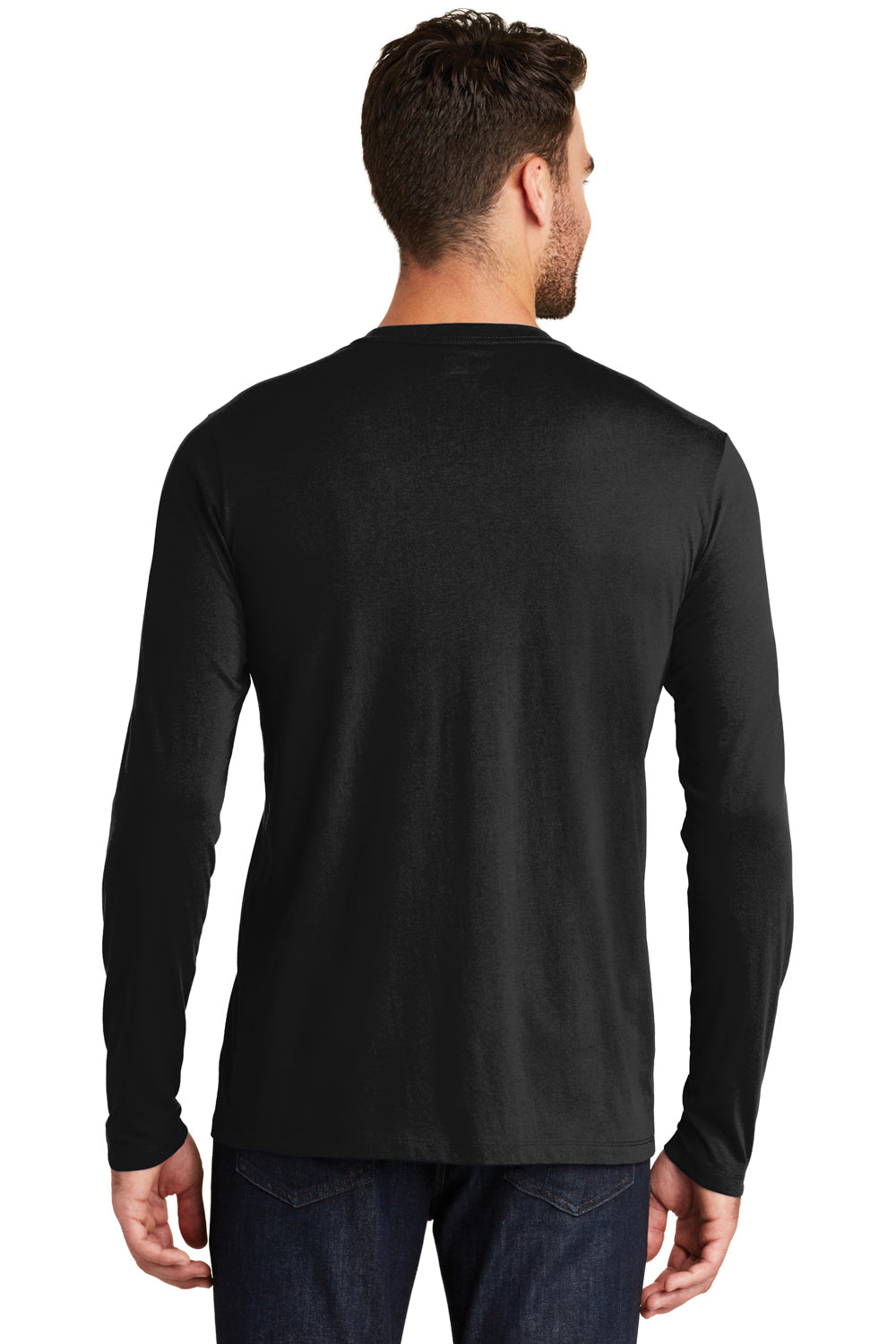 New Era NEA102 Mens Heritage Long Sleeve Crewneck T-Shirt Black Back