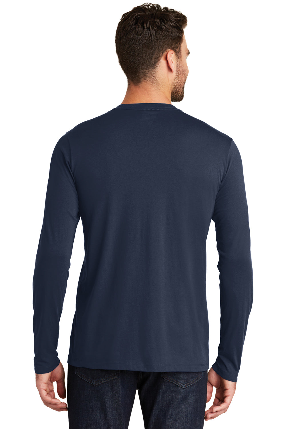 New Era NEA102 Mens Heritage Long Sleeve Crewneck T-Shirt Navy Blue Back
