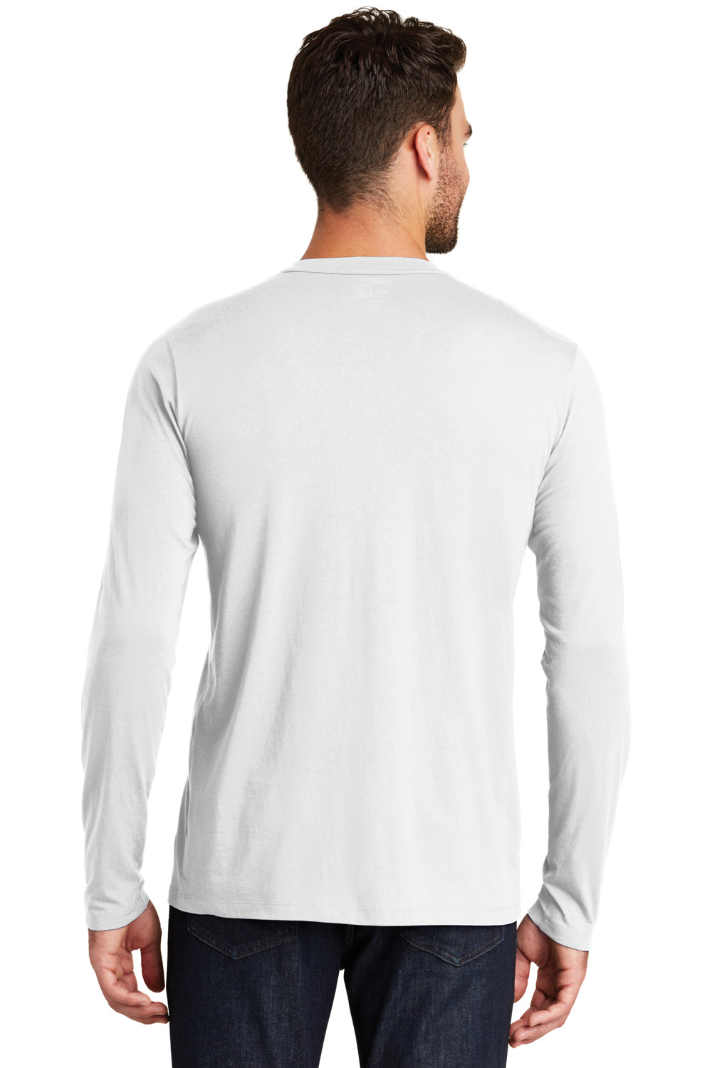 New Era NEA102 Mens Heritage Long Sleeve Crewneck T-Shirt White Back