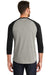 New Era NEA104 Mens Heritage 3/4 Sleeve Crewneck T-Shirt Black/Heather Rainstorm Grey Back