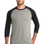 New Era Mens Heritage 3/4 Sleeve Crewneck T-Shirt - Black/Heather Rainstorm Grey
