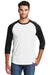 New Era NEA104 Mens Heritage 3/4 Sleeve Crewneck T-Shirt Black/White Front