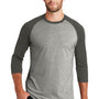 New Era Mens Heritage 3/4 Sleeve Crewneck T-Shirt - Graphite Grey/Light Graphite Grey Twist