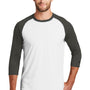 New Era Mens Heritage 3/4 Sleeve Crewneck T-Shirt - Graphite Grey/White - Closeout