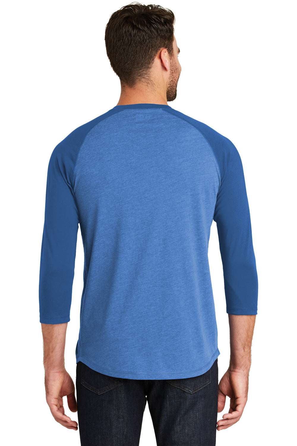 New Era NEA104 Mens Heritage 3/4 Sleeve Crewneck T-Shirt Royal Blue/Heather Royal Blue Back