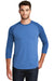 New Era NEA104 Mens Heritage 3/4 Sleeve Crewneck T-Shirt Royal Blue/Heather Royal Blue Front