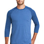 New Era Mens Heritage 3/4 Sleeve Crewneck T-Shirt - Royal Blue/Heather Royal Blue