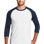 New Era Mens Heritage 3/4 Sleeve Crewneck T-Shirt - Navy Blue/White
