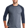 New Era Mens Heritage 3/4 Sleeve Crewneck T-Shirt - Navy Blue/Navy Blue Twist