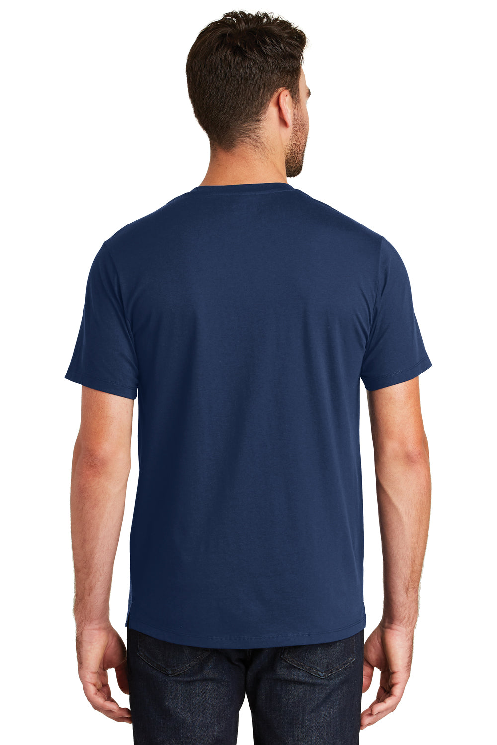 New Era NEA107 Mens Heritage Short Sleeve Crewneck T-Shirt Dark Royal Blue/Royal Blue Twist Back
