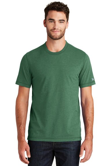New Era NEA120 Mens Sueded Short Sleeve Crewneck T-Shirt Heather Forest Green Front