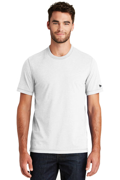 New Era NEA120 Mens Sueded Short Sleeve Crewneck T-Shirt White Front