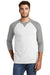 New Era NEA121 Mens Sueded 3/4 Sleeve Crewneck T-Shirt Heather Shadow Grey/White Front