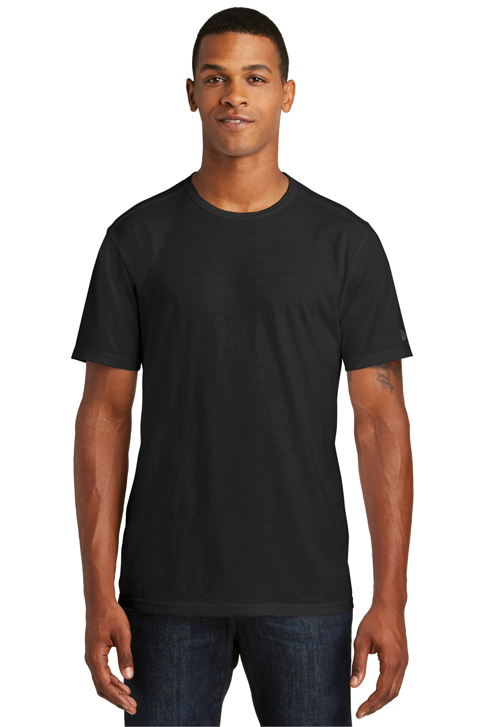 New Era NEA130 Mens Performance Moisture Wicking Short Sleeve Crewneck T-Shirt Black Front