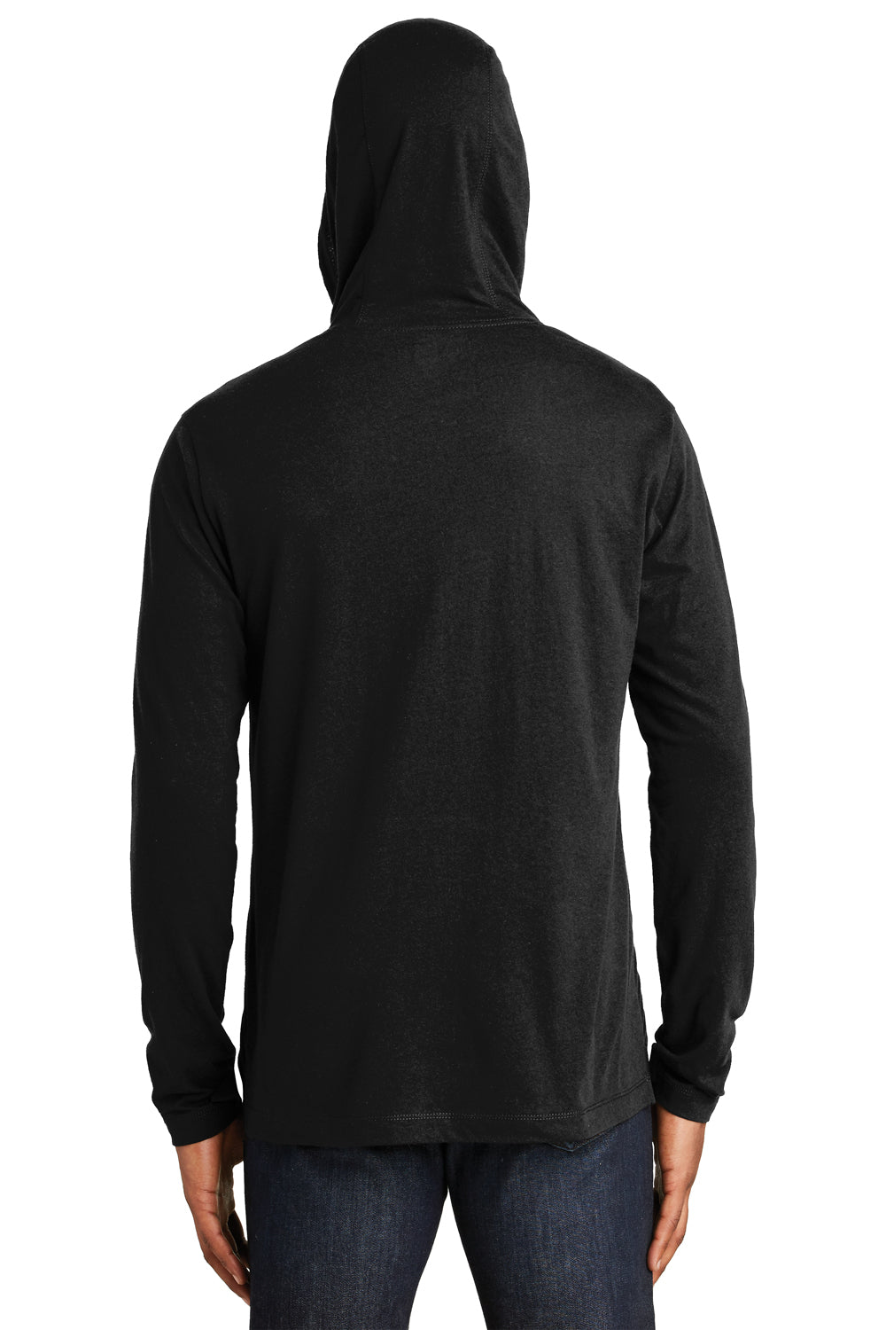 New Era NEA131 Mens Performance Moisture Wicking Long Sleeve Hooded T-Shirt Hoodie Black Back